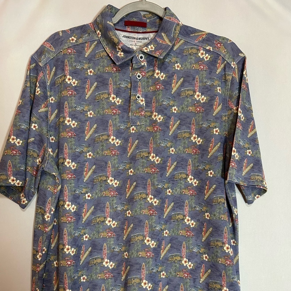 Johnston & Murphy Surfboard Print Polo Shirt Large - Picture 8 of 9